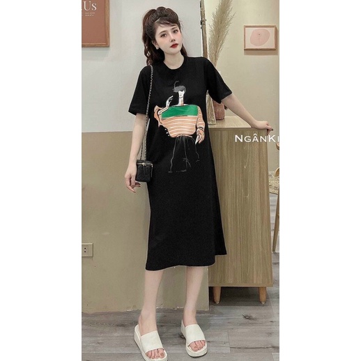 (Mẫu Mới) Mẫu HOT Đầm Cotton Dáng Suông Có In Hình Siêu Dễ Thương Mặc Nhà Đi Chơi Thoải Mái Siêu Đẹp UP h.h.p