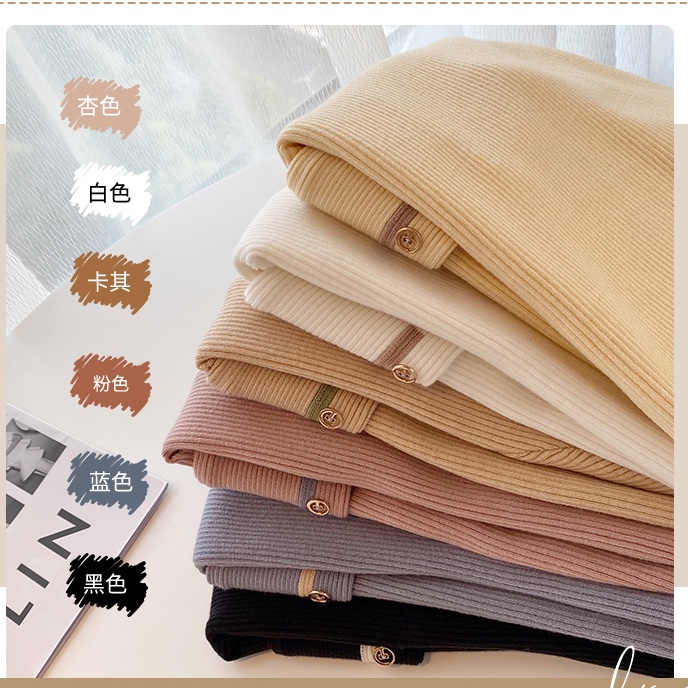 SUXI Áo len cổ cao màu sắc đơn giản cho nữ