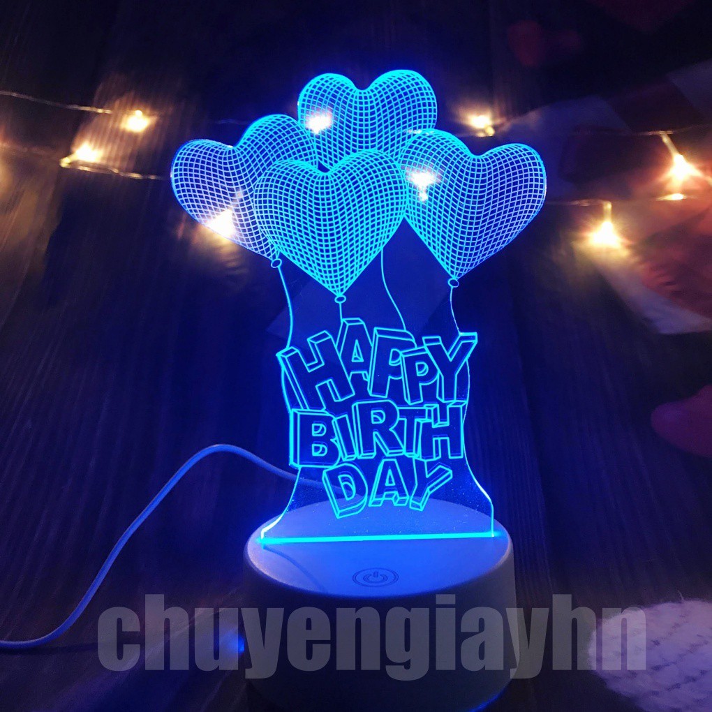 Đèn ngủ 3d HAPPY BIRTHDAY BAY, đèn trang trí, quà tặng sinh nhật, quà tặng tình yêu