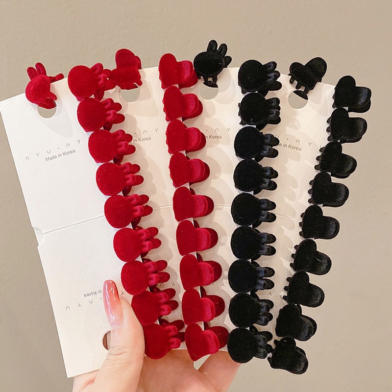Kẹp tóc Mini hình trái tim bằng nhung dễ thương