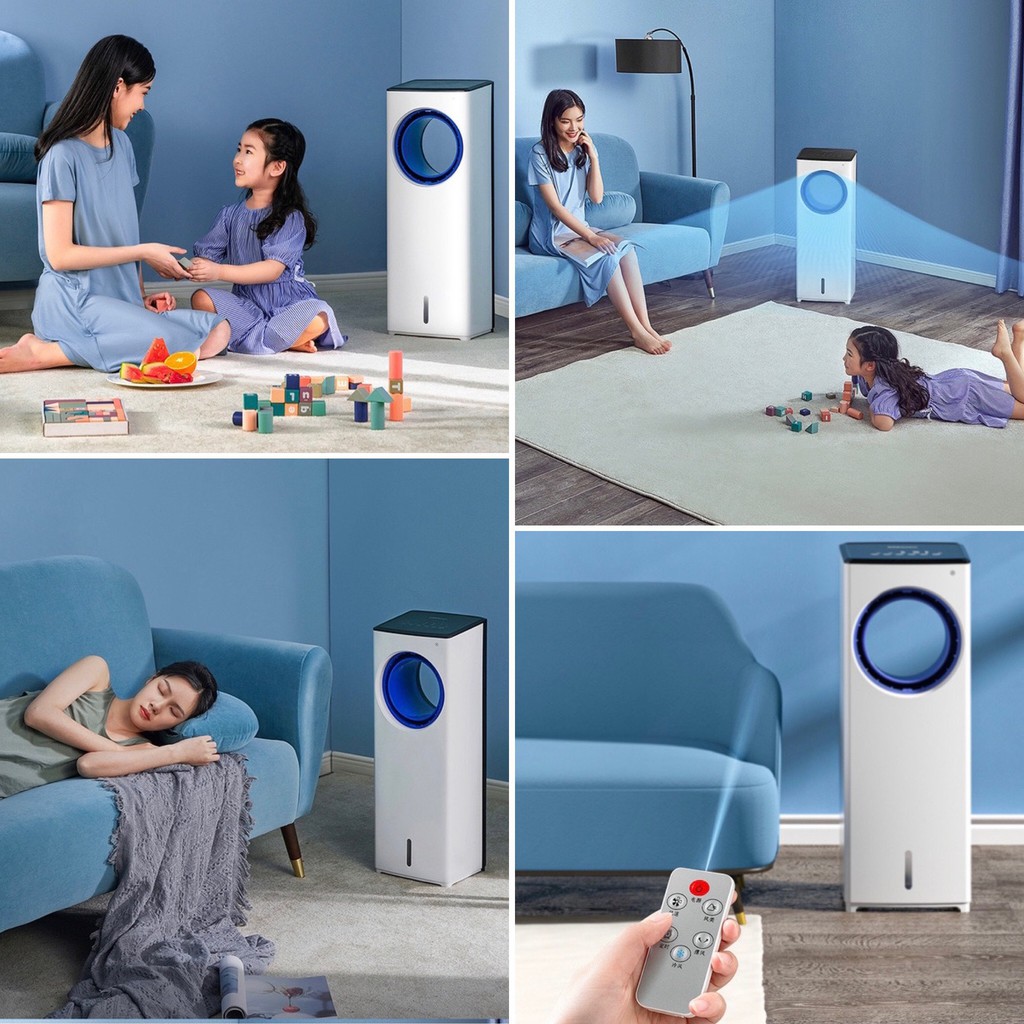 Quạt tháp không cánh,quạt hơi nước tích hợp chế độ cung cấp ion âm, lọc không khí- Bảo hành 6 tháng