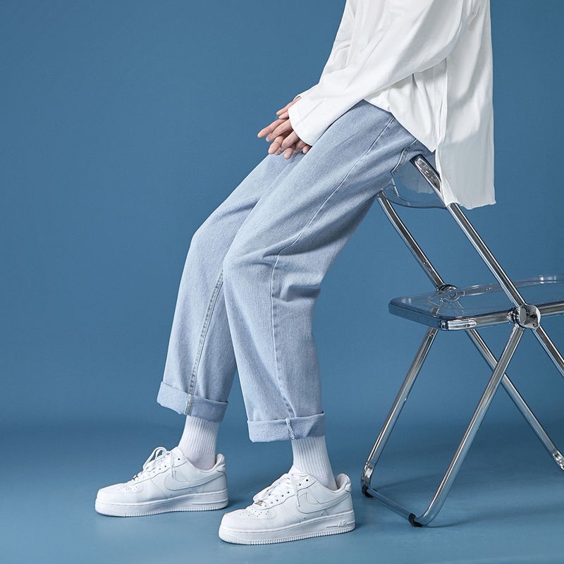 Quần jean bò baggy Basic ống suông rộng nam A.M Clothes -  phong cách Hàn Quốc Ullzang thời trang đường phố 2022