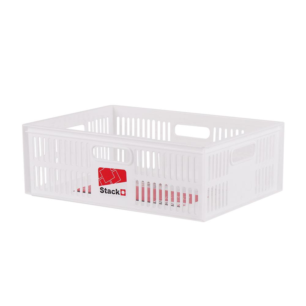 HomeBase STACKO Rổ nhựa để đồ có thể xếp chồng lên nhau Thái Lan W39xD28xH13.3cm Trắng