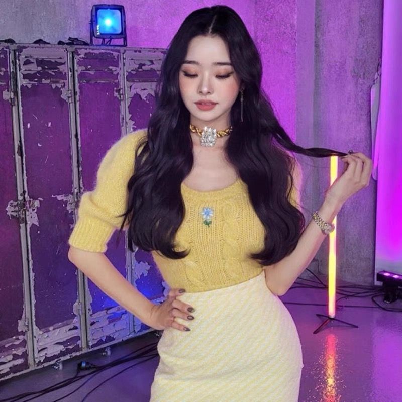 Độc thân là địa ngục Song Ji A áo thêu áo len nữ áo len dệt kim