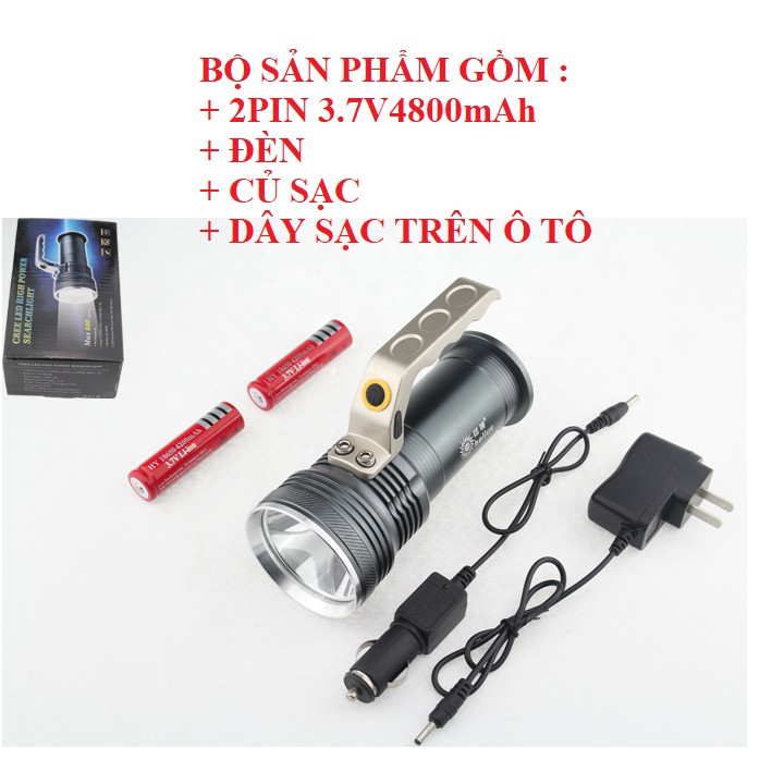 Đèn pin siêu sáng hợp kim nhôm bóng LED sử dụng pin sạc 3.7v 4800mah