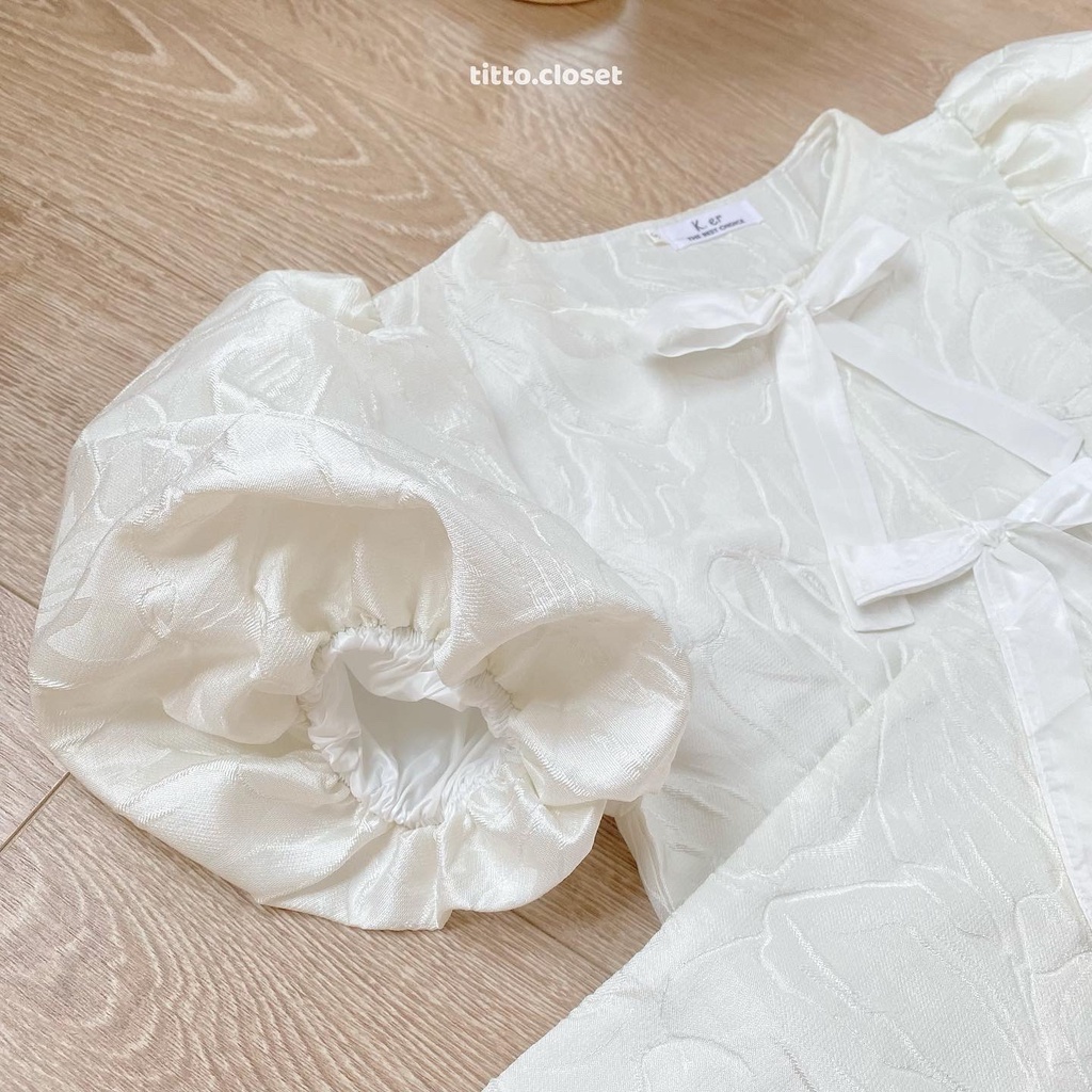 Set Áo + Chân Váy Phối Nơ - Titto Closet