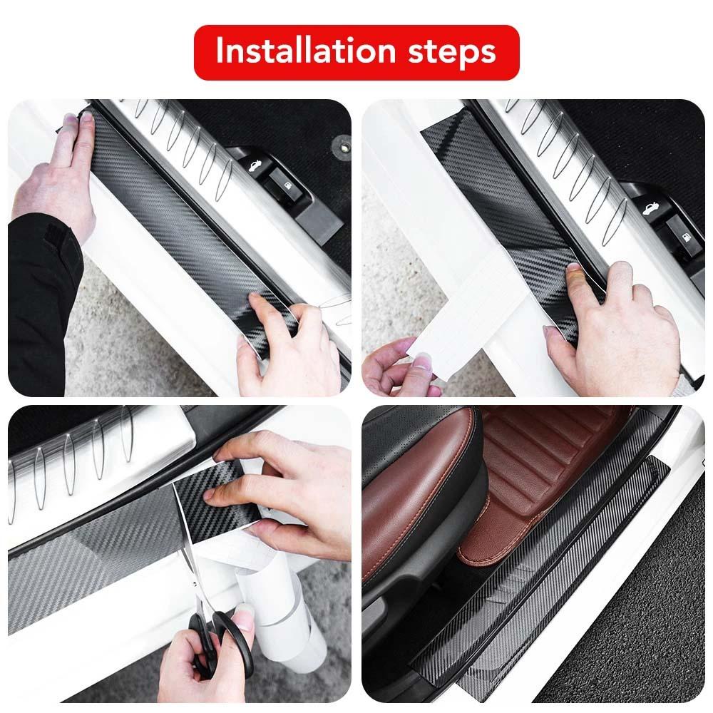 DARNELL Sticker Sợi Carbon 3D Dán Trang Trí Xe Hơi Chống Trầy Xước DIY