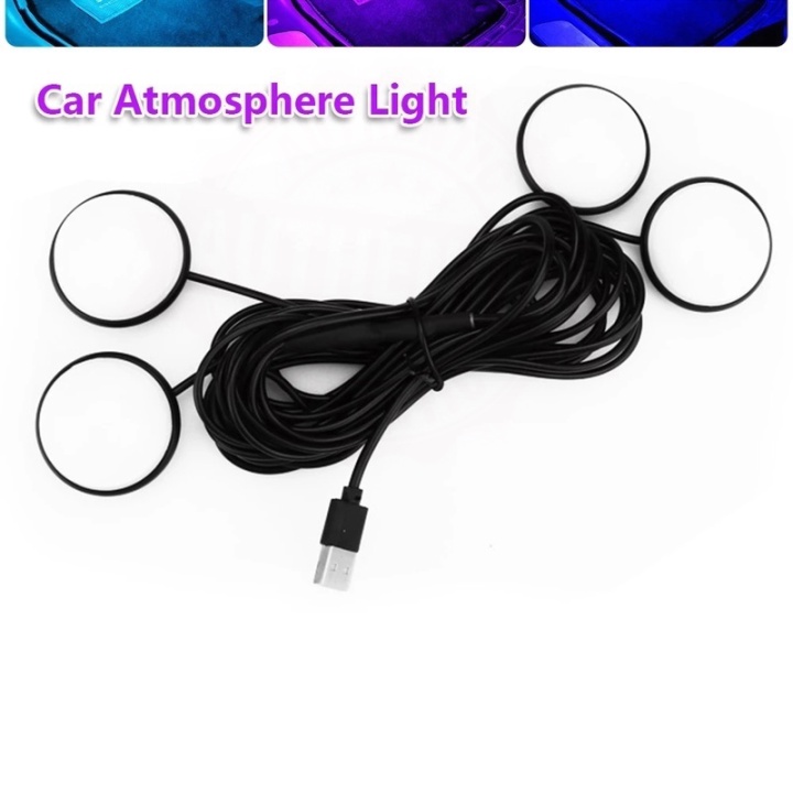Bộ 4 Đèn LED USB Trang Trí Nội Thất Xe Hơi