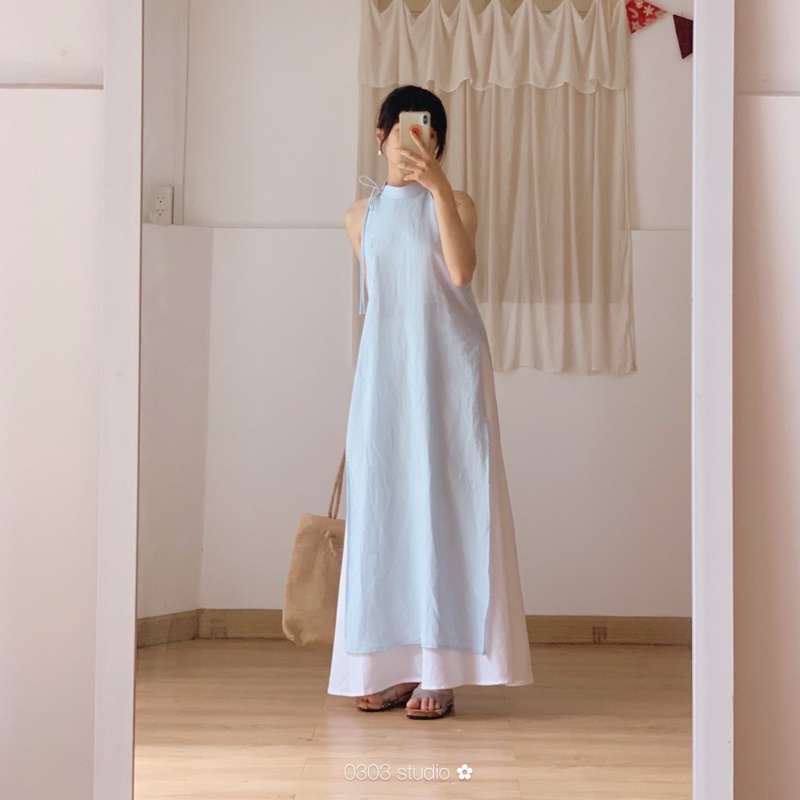 Áo dài linen cổ yếm - Ý Thơ - 0303 studio ✿