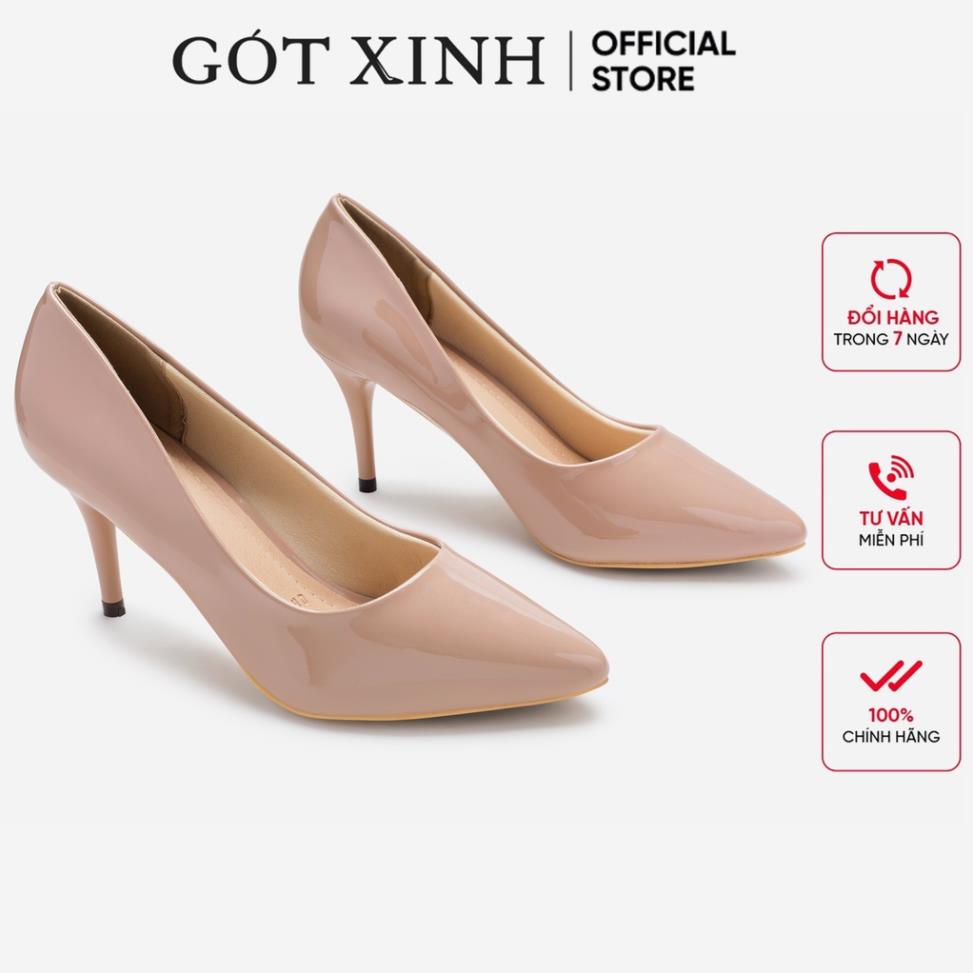 Giày cao gót nữ 7cm 9cm GÓT XINH G16 da bóng đế nhọn .