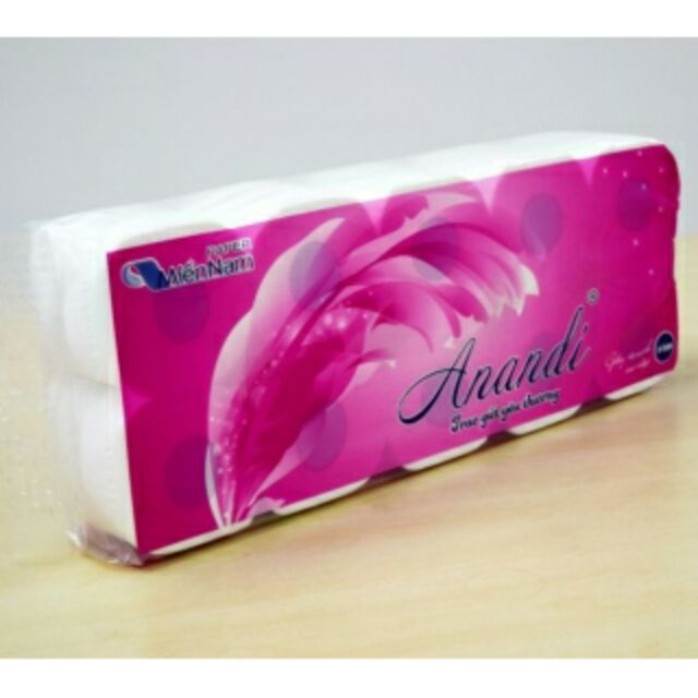 (Giấy 2 lớp)Giấy vệ sinh Anandi hồng TK 10 cuộn/lốc.