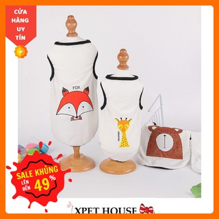 Áo thun trắng cho chó mèo [ Bản 2020] hình cartoon ngộ nghĩnh in tên theo yêu cầu