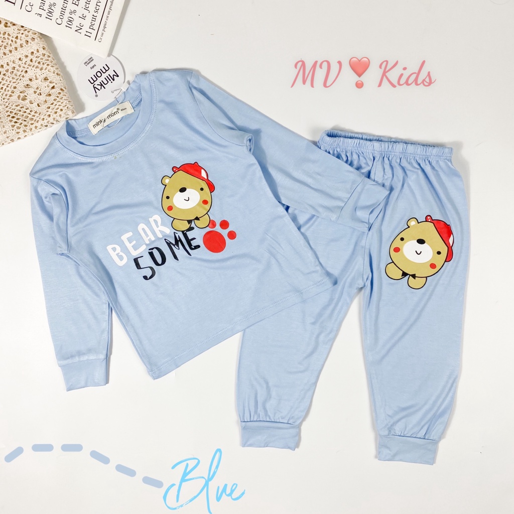 SALE] Bộ Quần Áo Bé Gái, Bé Trai Minky Mom Vải Thun Lạnh in hình miu hồng... Dài Tay Cho Bé