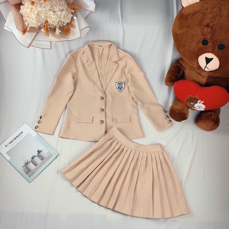 [Mã WASTCOOL giảm 15% tối đa 50K đơn 99K] Sét áo vest + chân váy xếp ly ( có quần trong) | BigBuy360 - bigbuy360.vn