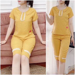 Đồ bộ lửng tay cộc mặc nhà chất đũi lạnh loại 1 size 46-51 kg