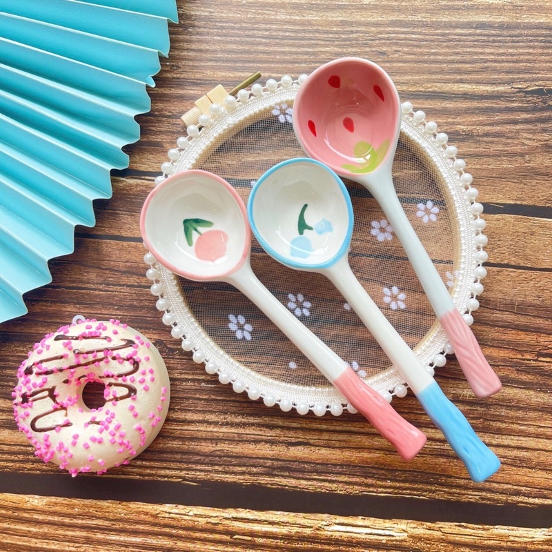 Thìa sứ hoạ tiết hoa quả muỗng thìa sứ