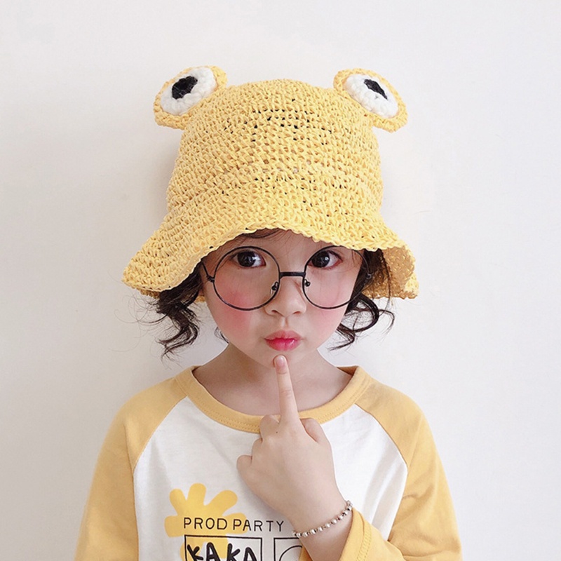 Nón Cối Rộng Vành Chống Nắng Họa Tiết Hoạt Hình Dễ Thương Cho Bé