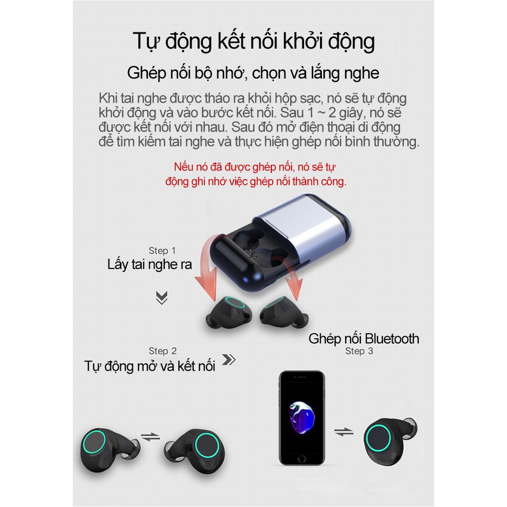 Tai nghe Bluetooth TWS S7 5,0 - Tai Nghe Âm Thanh Nổi tuyệt hay -Tự động kết nối-Cách âm tốt- chống ồn,chống nước