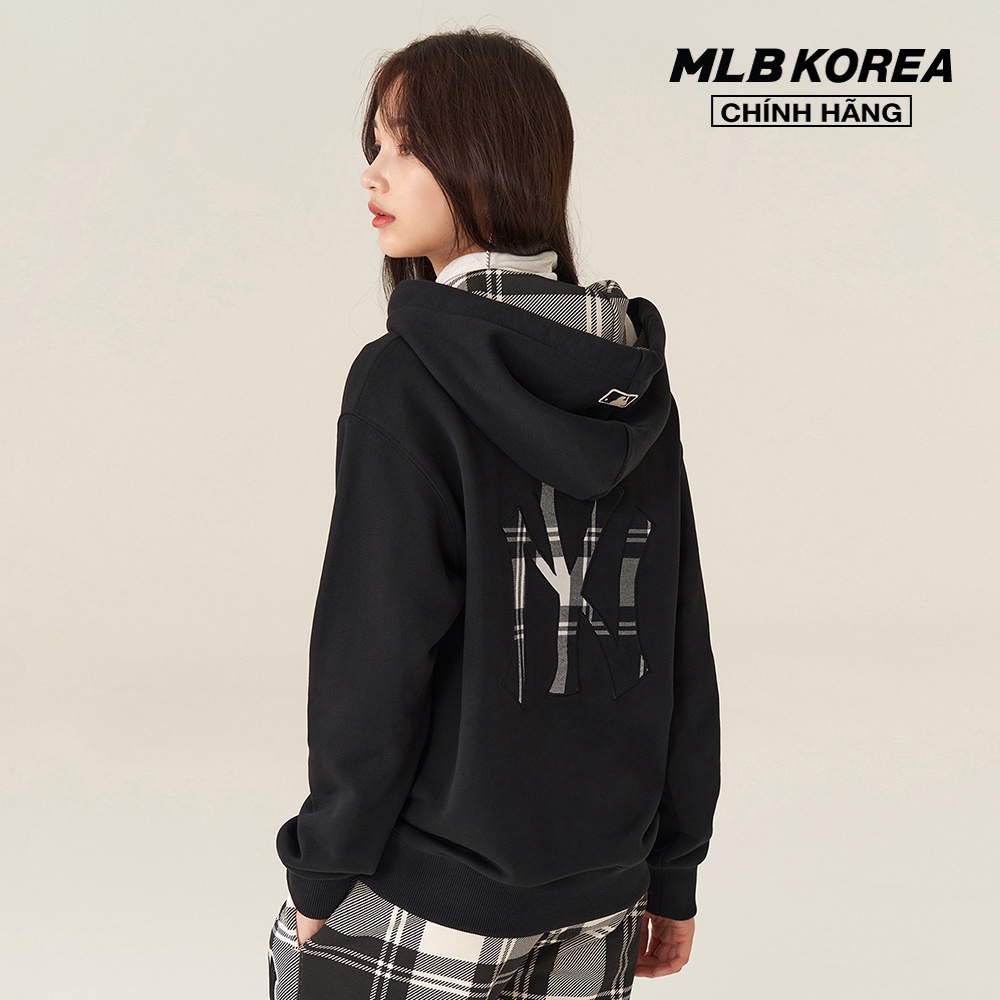 MLB - Áo hoodie tay dài phối mũ Check Big Logo 3AHDC0114-50BKS