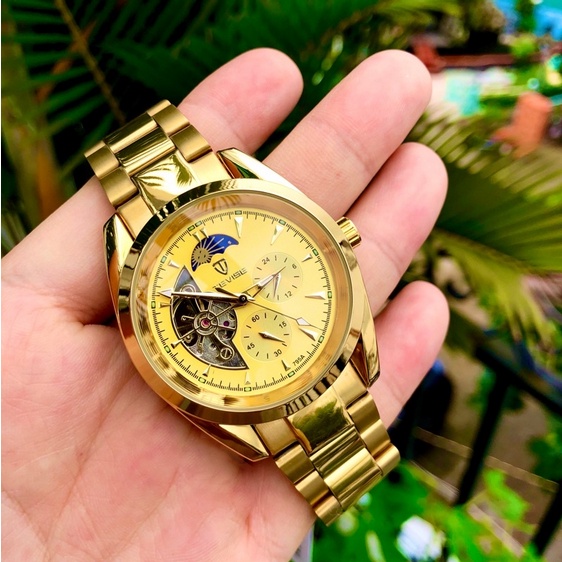 Đồng hồ cơ nam Tevise 795A chạy full kim dây kim loại (Full Gold) | BigBuy360 - bigbuy360.vn