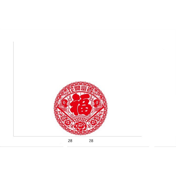 Decal trang trí tết - Vòng tròn đỏ quạt lớn chúc tân xuân