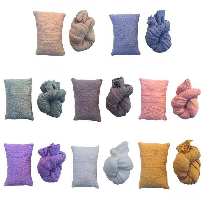 Set 2 chăn quấn và gối làm phụ kiện chụp ảnh cho bé sơ sinh