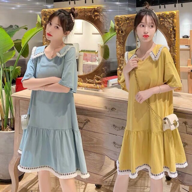 váy bầu hàng quảng châu cao cấp (ảnh thật )✅sẵn vàng L✅