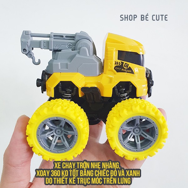 Đồ chơi xe chạy trớn nhẹ nhàng hình xe công trường  địa hình dành cho bé trai, xoay 360