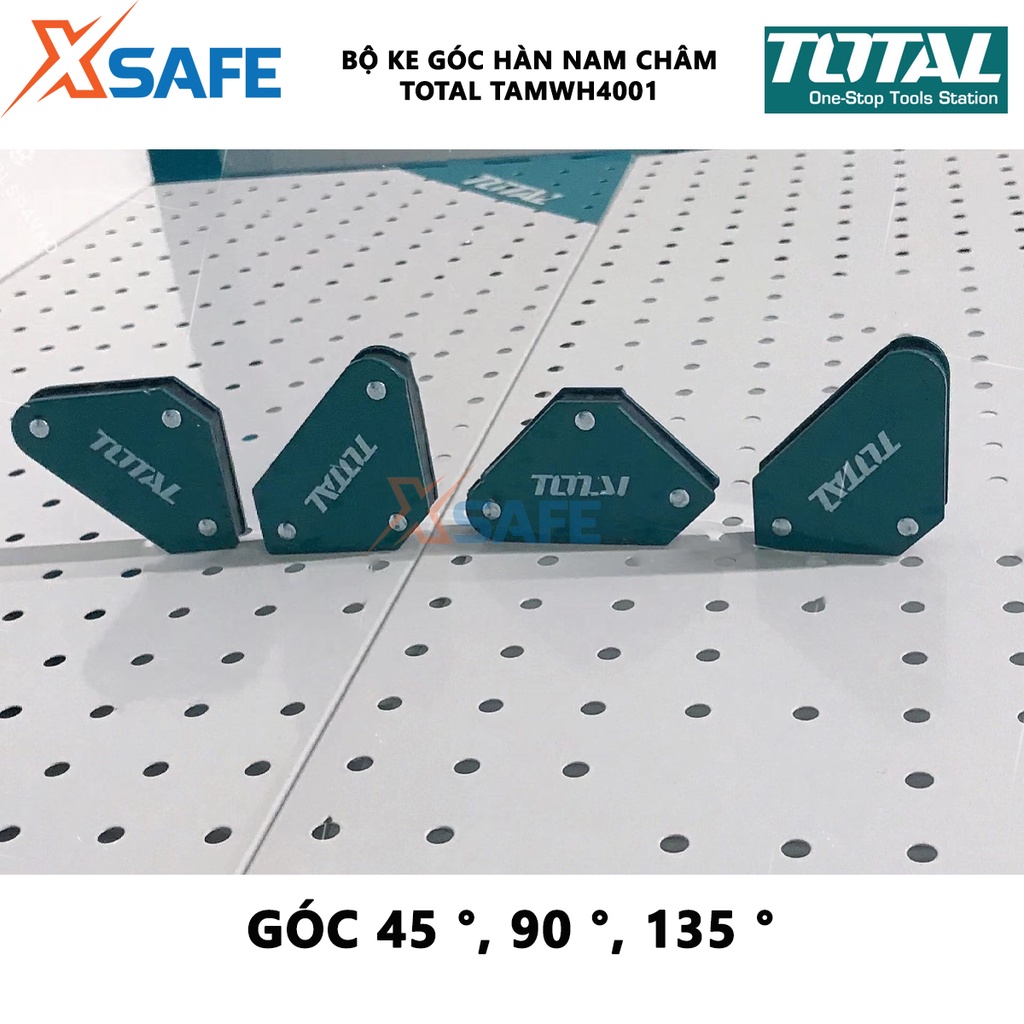 Bộ 4 ke góc hàn nam châm TOTAL TAMWH4001 Bộ nam châm 3 góc mini 45°/90°/135°, lực kéo 10Lbs