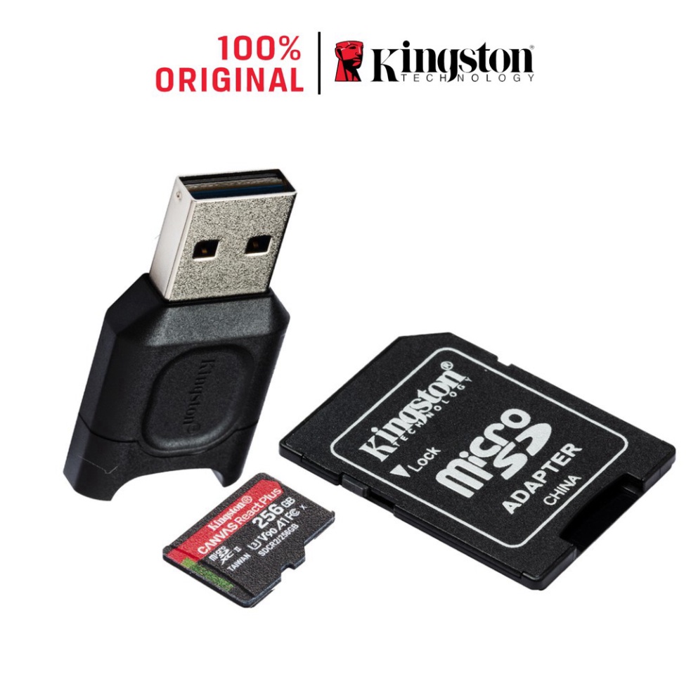 Thẻ nhớ micSDXC Kingston Canvas React Plus V90 256GB 300mbs/260mbs quay video UHS-II 4K/8K, Flycam HD MLPMR2/256GB | BigBuy360 - bigbuy360.vn