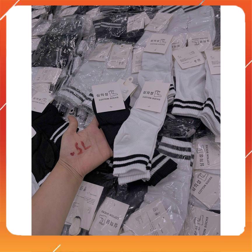 Tất thể thao kẻ cổ thấp chất liệu sợi dệt cotton cao cấp kiểu dáng năng động