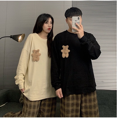 Bộ đồ ngủ đôi dài tay cotton phong cách Hàn Quốc