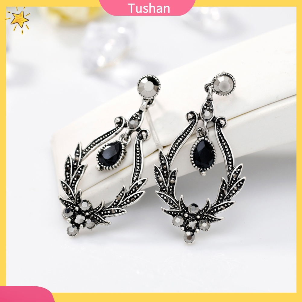 Khuyên tai hình chiếc đá đính đá quý kiểu dáng cổ điển sang trọng cho nữ