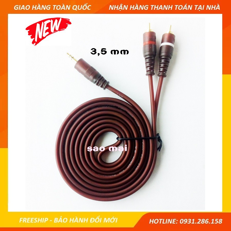 Dây cáp loa AV 3.5mm ra 2 đầu bông sen - Loại tốt 1,5m