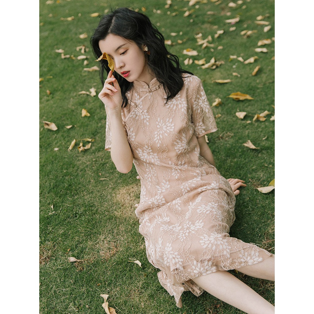 (R99) sườn xám ulzzang vân hoa cách tân tiểu thư
