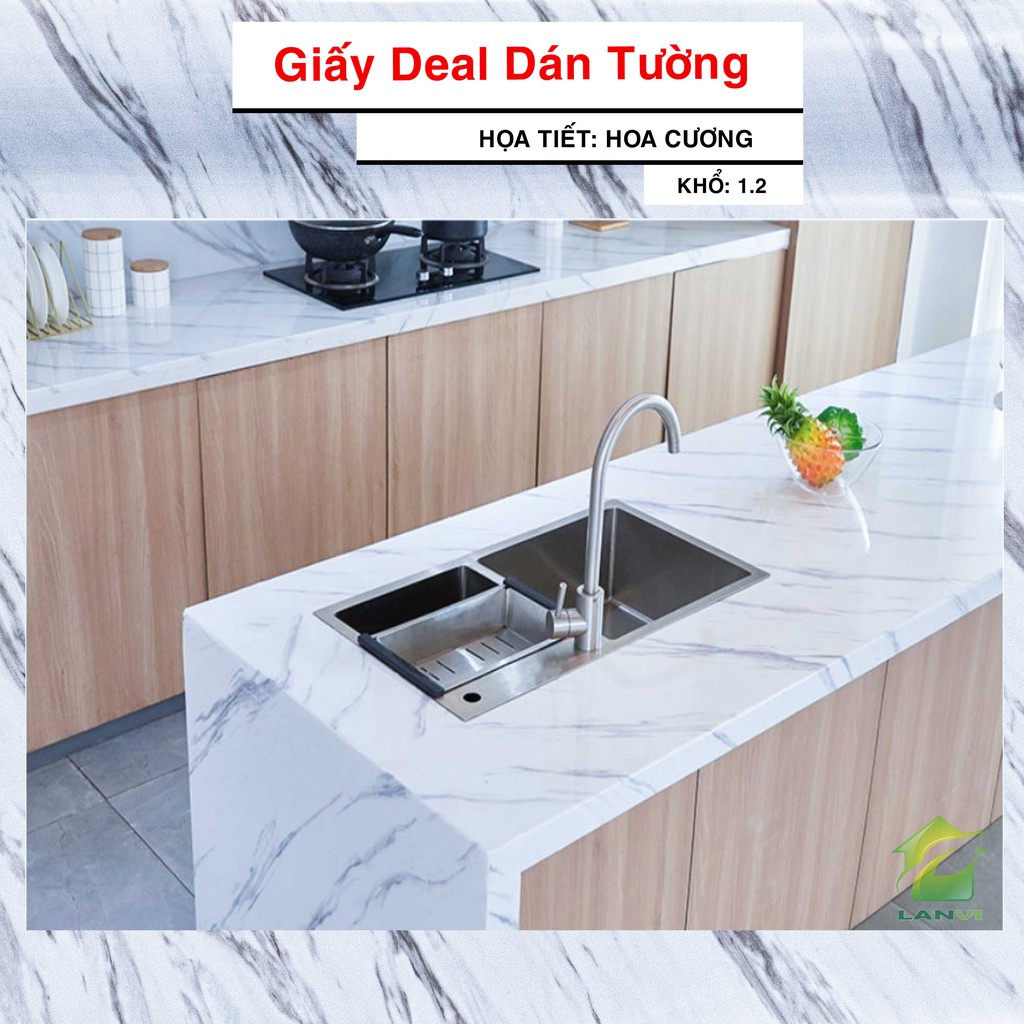 Giấy dán tường decal giả đá hoa cương hoa văn 3D - có sẵn keo mặt sau - khổ 1,2m