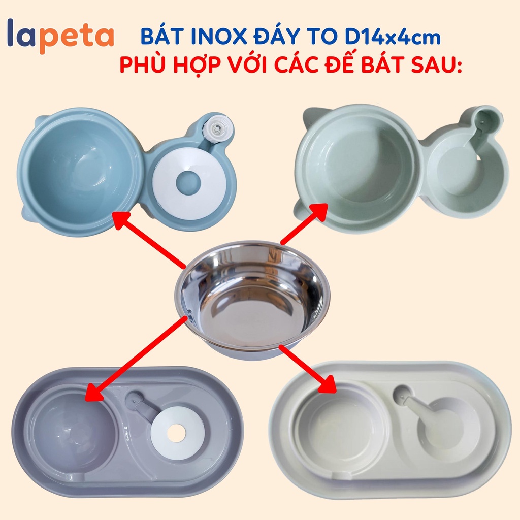 Bát ăn cho mèo bằng inox, ruột bát inox thay thế cho bát tai mèo D14cm Lapeta