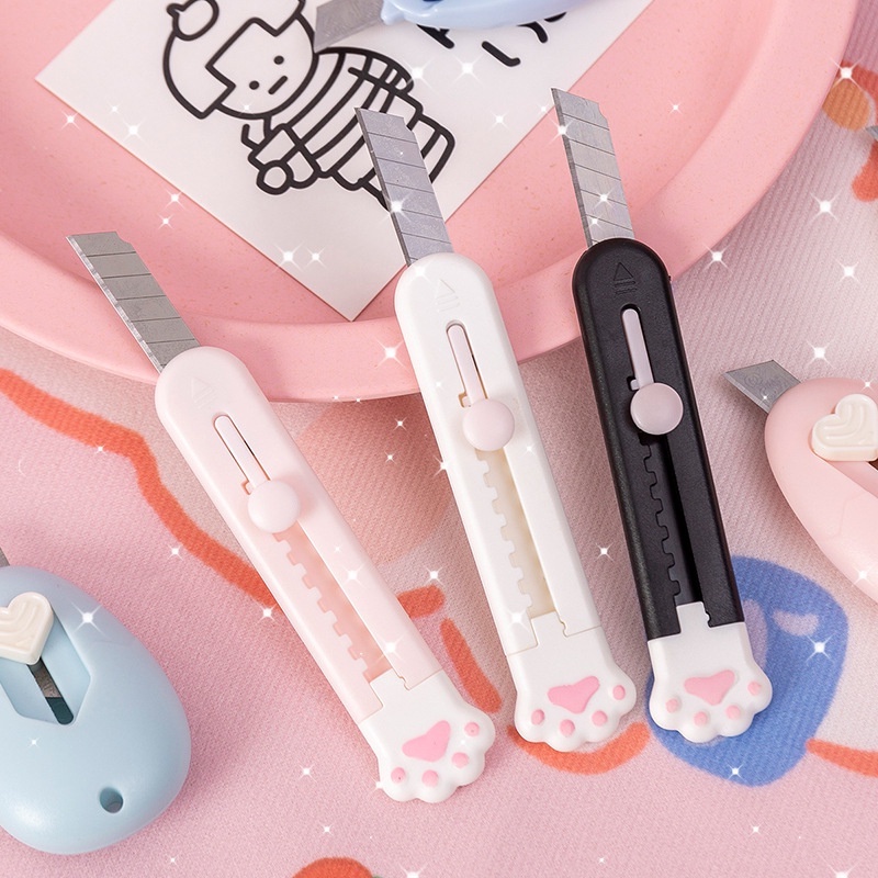 Dao rọc giấy mini hình chân mèo haki dễ thương loại tốt cao cấp