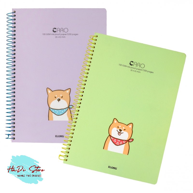 KLONG Sổ lò xo đơn CARO size A4 kích thước mm - 200trang