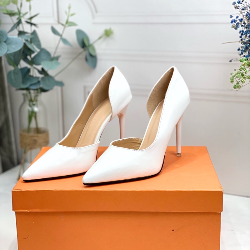 Giày cao gót hở eo phong cách,giày búp bê nữ gót nhọn cao 9cm, giày sục bít hậu khoét eo