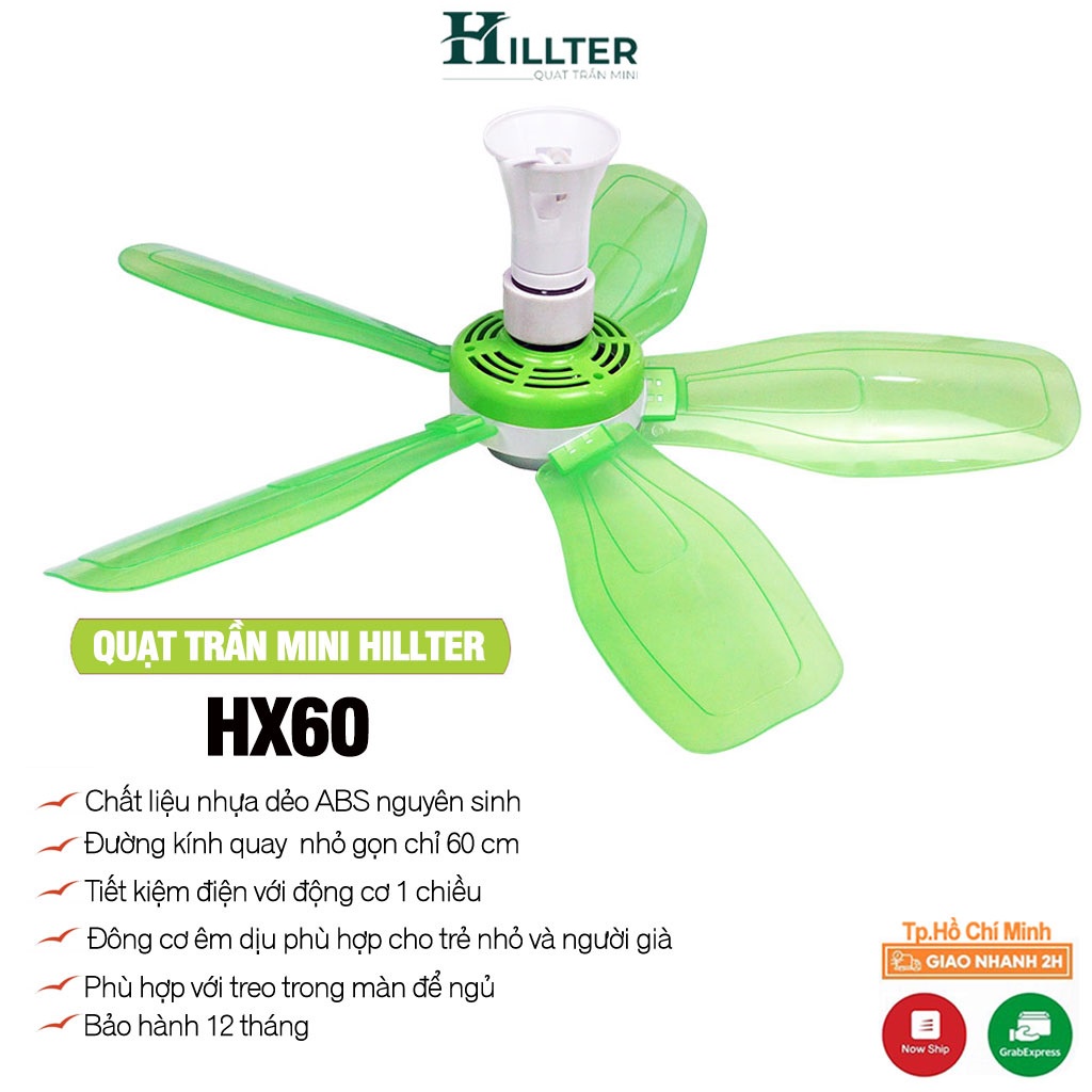 Quạt treo trong mùng màn mini, quạt trần mini 5 cánh cho phòng ngủ phù hợp không gian nhỏ