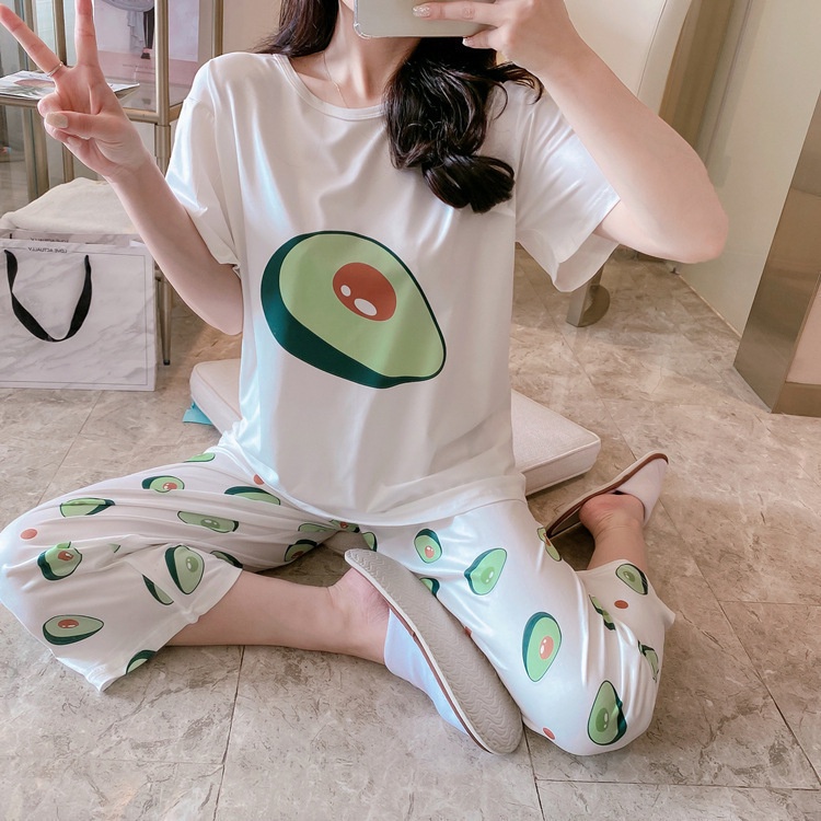 Đồ bộ cộc dài chất thun sữa mỏng freesize<62kg
