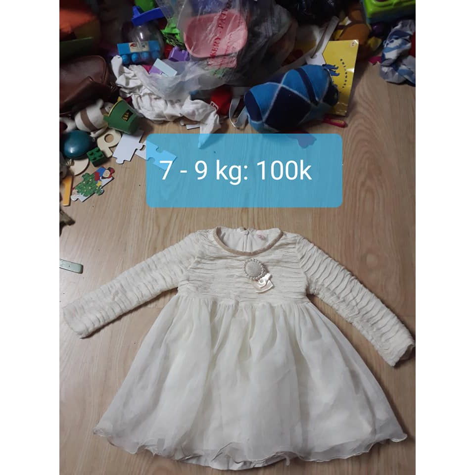 áo đầm công chúa trắng cho bé 7 - 9 kg ms16