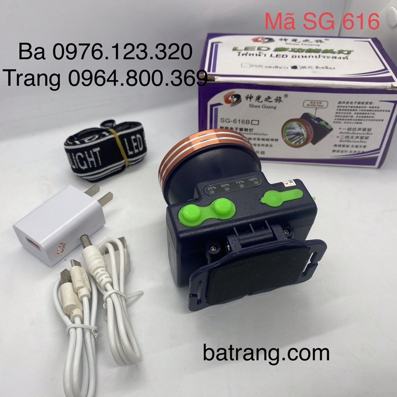 Đèn Pin Đội Đầu Siêu Sáng SG 616 Hiển thị phần trăm pin pin 10 sáng