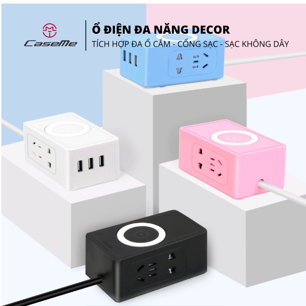 Ổ cắm điện đa năng có sạc không dây, cổng usb chống giật an toàn decor cực xinh