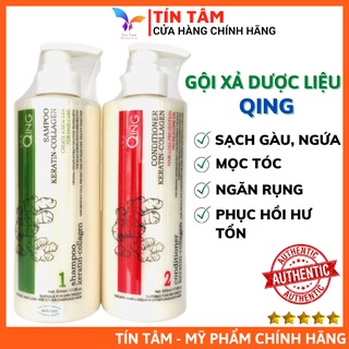 Bộ dầu gội xả dược liệu qing collagen, mọc tóc, giảm rụng, sạch gàu ngứa