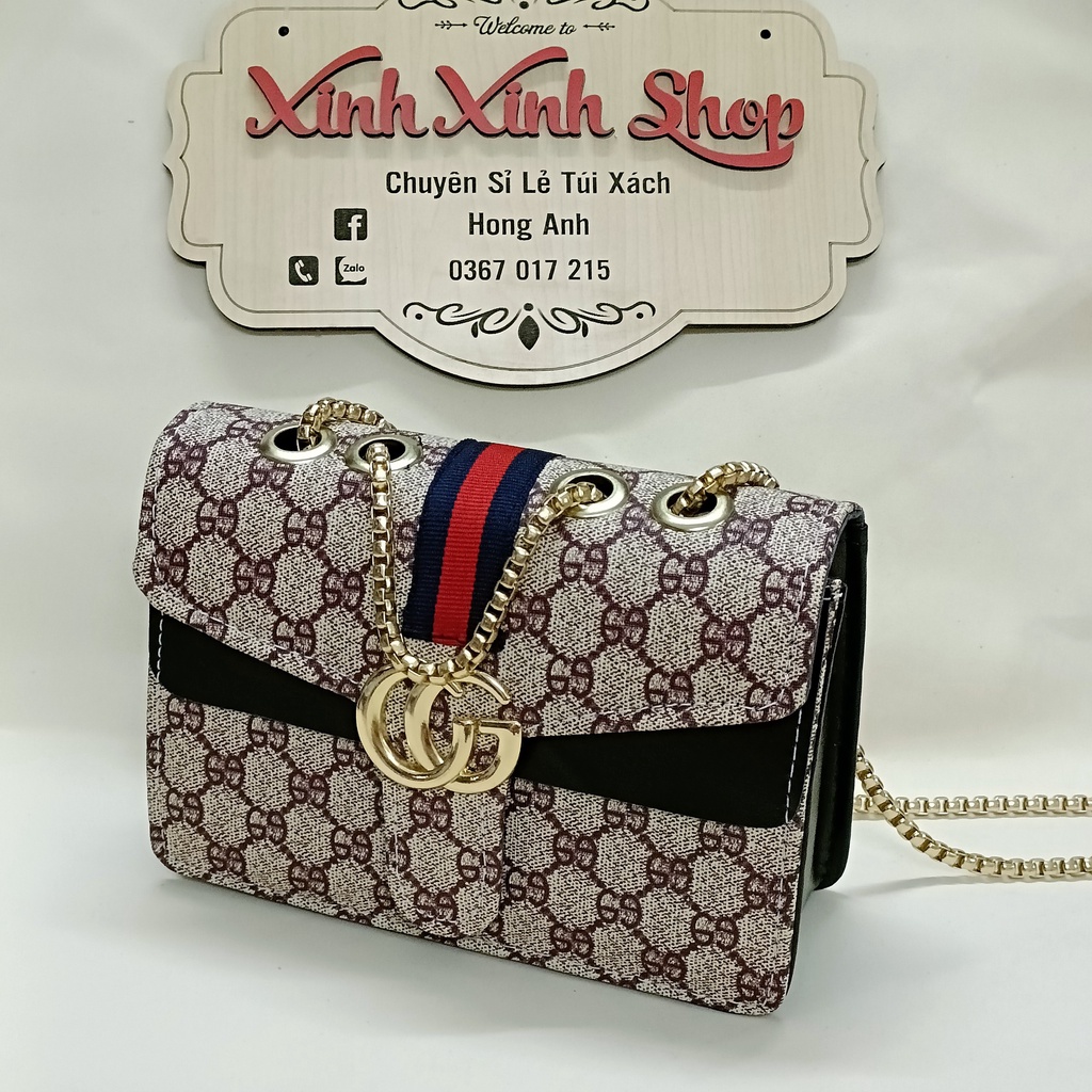 Túi xách nữa G.C có dây đeo chéo xích đặc siêu sang hợp mọi thới trang công sở, đi chơi, dạo-GCXĐ1