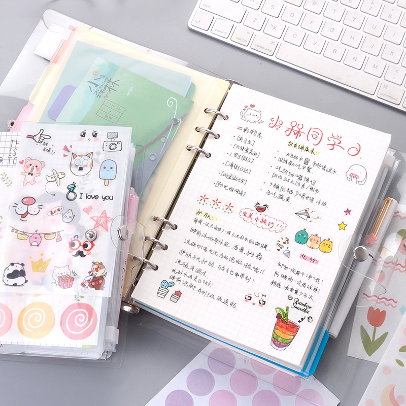 Bìa sổ còng A5 nhựa dẻo bullet journal planner binder sticker