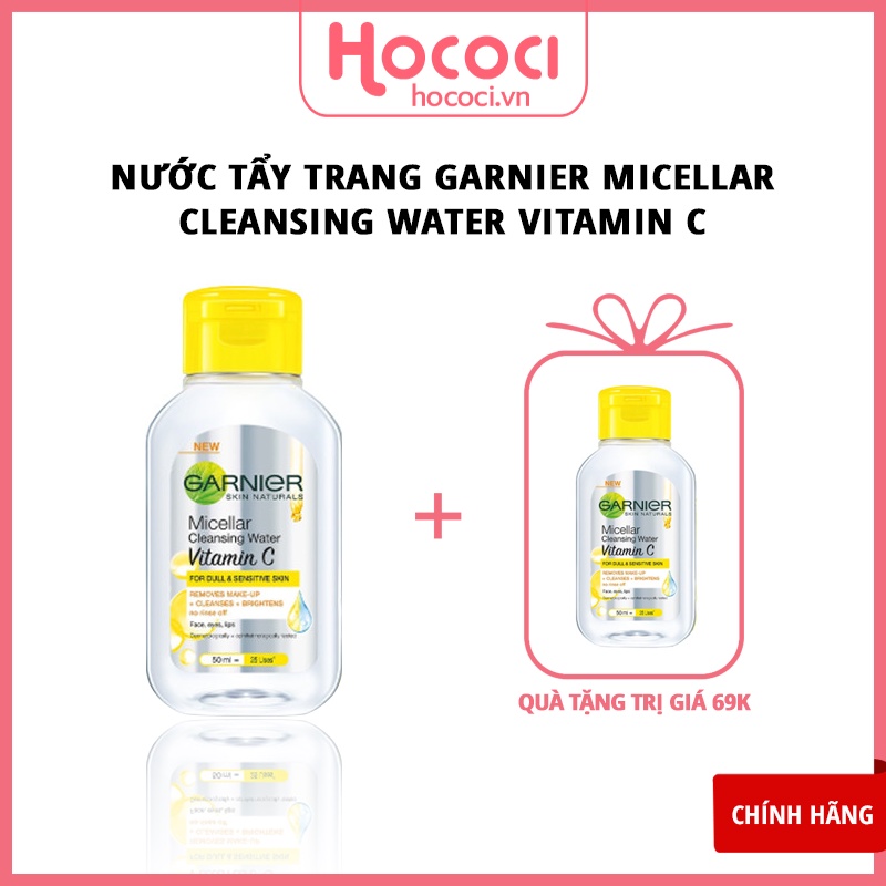 ✅[CHÍNH HÃNG] Nước Tẩy Trang Làm Sáng Da Garnier Vitamin C Micellar Cleansing Water 50ml