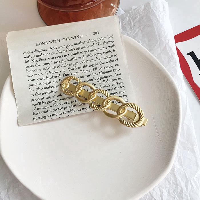 Kẹp Tóc Hình Nơ Phối Dây Xích Bằng Kim Loại Phong Cách Âu Mỹ Cổ Điển Thời Trang